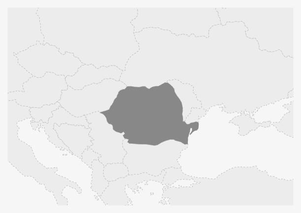 ilustrações de stock, clip art, desenhos animados e ícones de map of europe with highlighted romania map - constanta