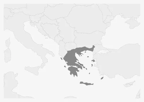 Vector illustration of Map of Europe with highlighted Greece map