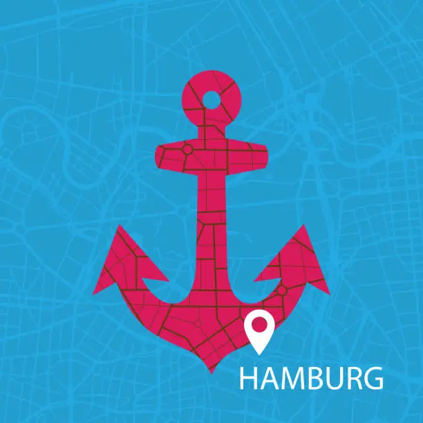 Vector illustration of HAMBURG, Smart City, Anker, Vector