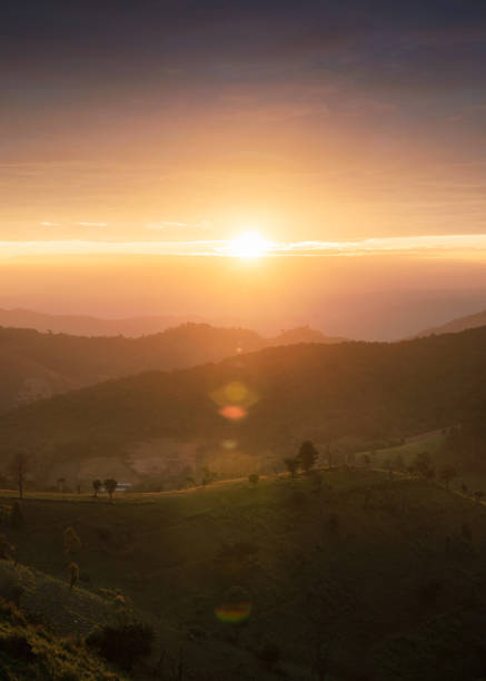 istock Sunrise on agricultural hill in countryside at Doi Mae Tho 1287639687
