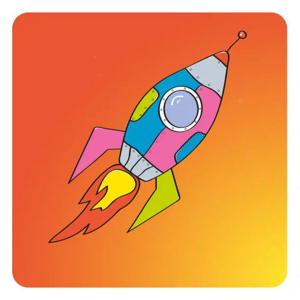 Vector illustration of Rocket launch. New project start up concept in flat design style. Vector illustration - Vector graphics