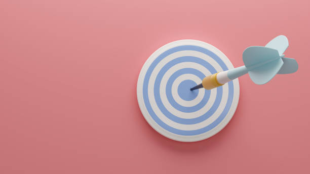 Light blue arrow and darts target aim on the pink background . 3d illustration. Render.Template for design, banner, flyer. Light blue arrow and darts target aim on the pink background . 3d illustration. Render.Template for design, banner, flyer. bulls eye stock pictures, royalty-free photos & images