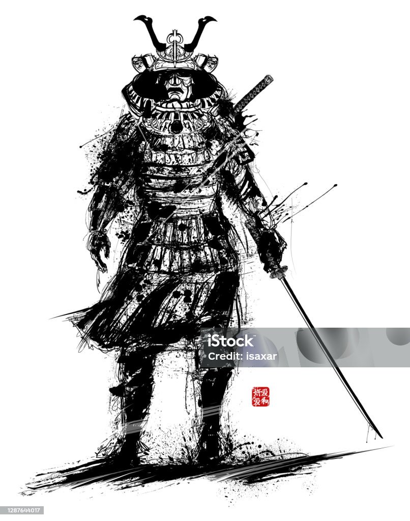 Samurai With Sword Stock Illustration - Download Image Now - Samurai,  Japan, Illustration - iStock