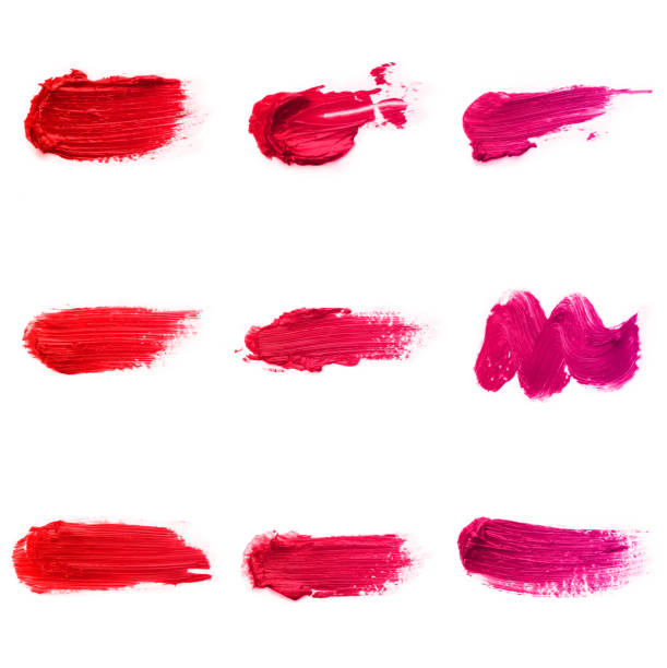 istock Red colored brush stroke paiting over isolated background, canvas watercolor texture, red lipstick smudge 1287647144
