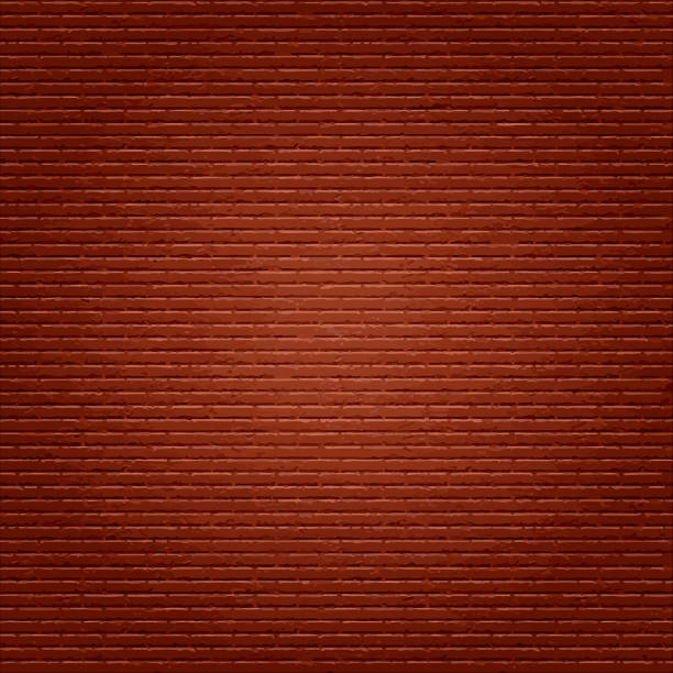 istock Spotlighted vector illustration of seamless rough textured brown brick and cement concrete exterior wall background. 1287650151