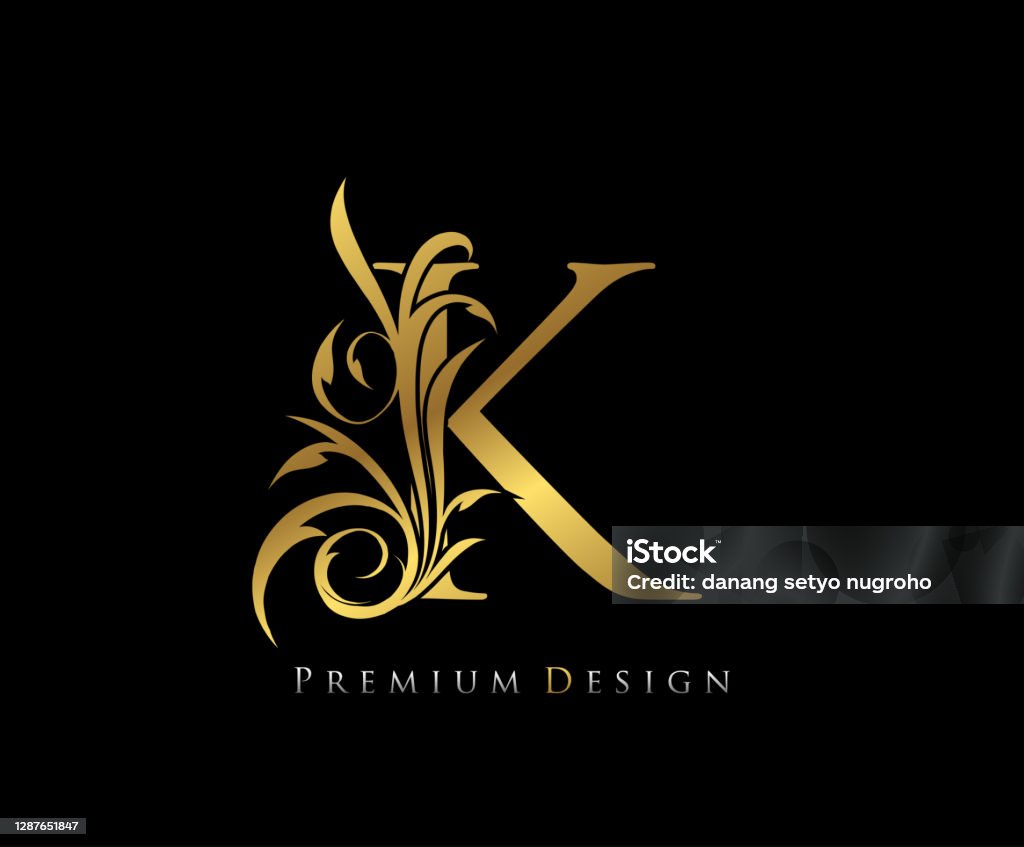Luxury Gold Premium K Letter Graceful Style Calligraphic Beautiful ...