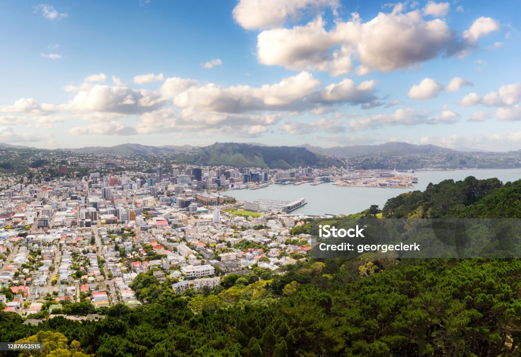 Wellington, New Zealand A daytime view over New Zealand's capital city, Wellington. Wellington - New Zealand Stock Photo