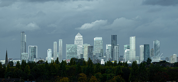 Panoramic of the Canary Wharf Financial District