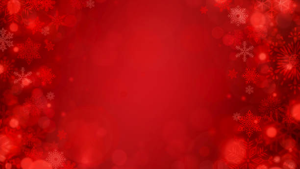 istock Christmas red frame bokeh background with circles, snowflakes and sparkles 1287654919