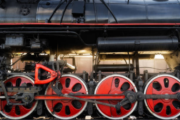 istock Old retro vintage steam train on platform station 1287655649