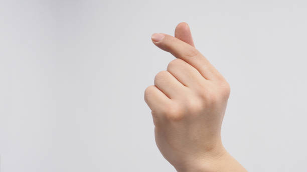 istock Mini heart hand sign on white background. 1287656068
