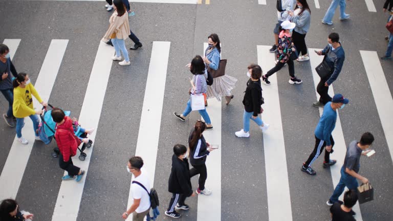 People walking slow motion