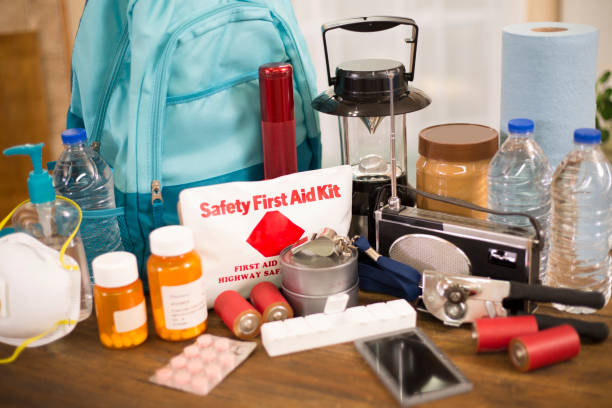 istock Emergency preparedness natural disaster supplies. 1287663405