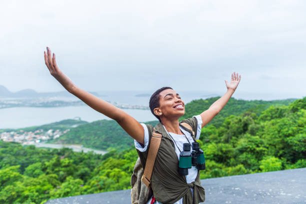 istock Young female hiker accomplished her goal 1287663537