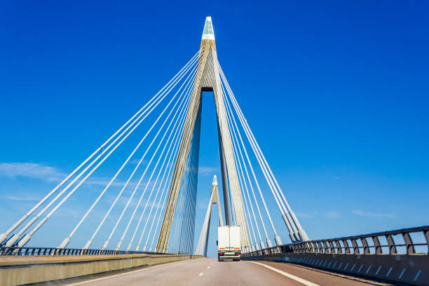 Traffic in summer on Uddevallabron, Uddevallabron, Bridge in Uddevalla, Sweden.