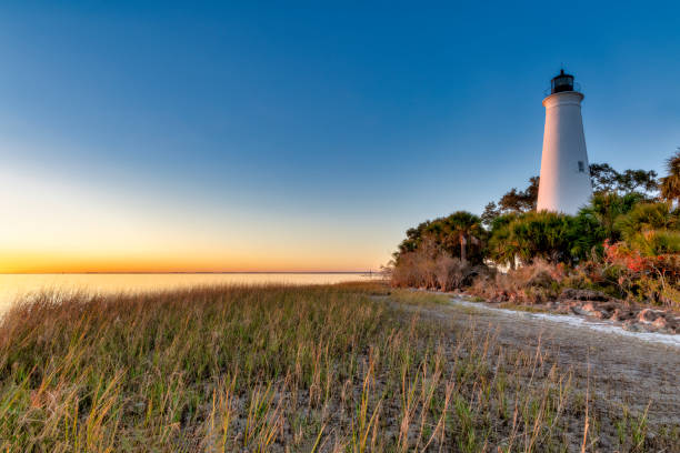 farol de st. marks - tower florida protection travel - fotografias e filmes do acervo