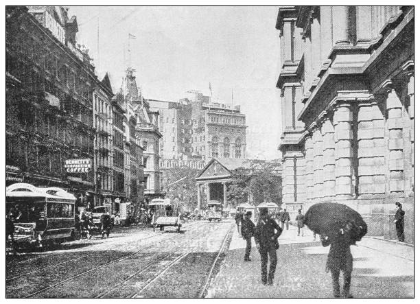 istock Antique black and white photograph of New York: PARK ROW 1287670600