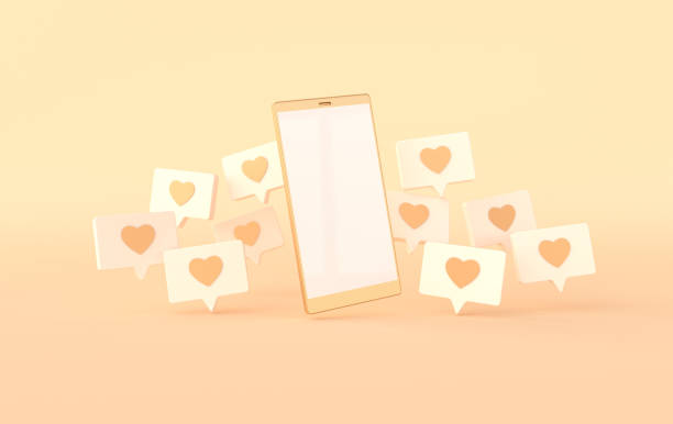 istock Like heart icon on a pin and smartphone 3d rendering. Social media notification. Social network symbol background. I like it! 1287670794