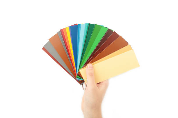 istock Colors range palette on hand isolated on white background 1287671540