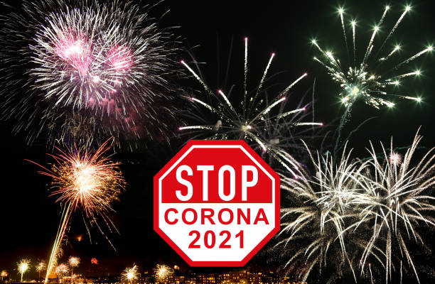 New year wishes for 2021: Stop the coronavirus around the world. Prohibition of fireworks on New Year's Eve in the city due to corona virus, no New Year's party due to high infection with Covid 19 deseo de año nuevo para 2021: detener el coronavirus en todo el mundo. prohibición de los fuegos artificiales en la víspera de año nuevo en la ciudad debido al virus corona, ninguna fiesta de año nuevo debido a la alta infección con covid 19