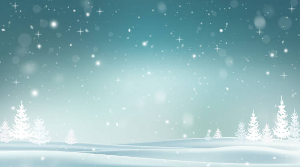 istock Blue winter background. Snowfall in the forest. Deep snow. Snowflakes whirl in the cold air. Snow-covered pine trees and a blizzard. 1287675116