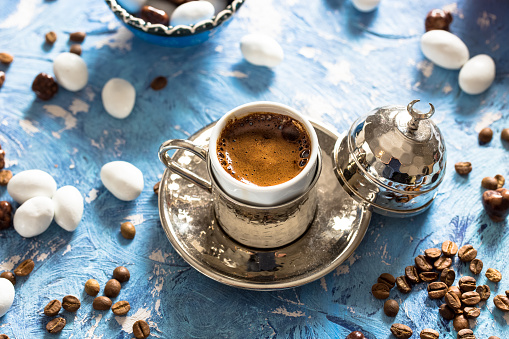Delicious Turkish Coffee on a Colorful Background
