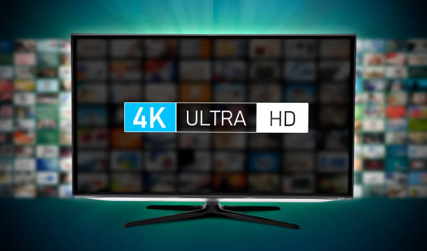 4K high resolution television. TV set with logo