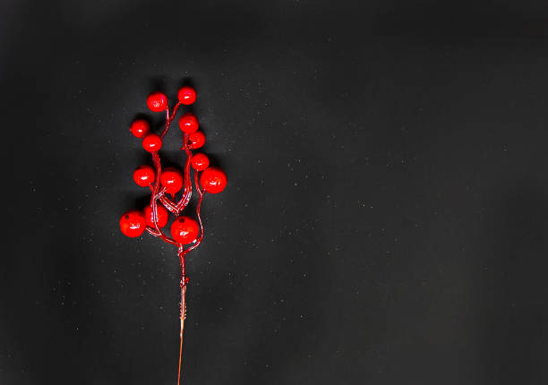 istock Decorative Christmas or New Year composition. Branch with red berries 1287677740