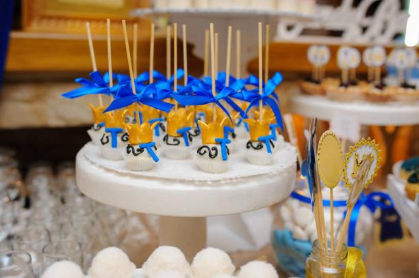 istock Sweet cookies with white cream decorated with gold 1287679149