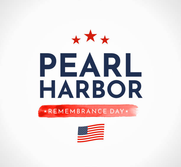 karta pearl harbor remembrance day z flagą usa. wektor - pearl harbor stock illustrations