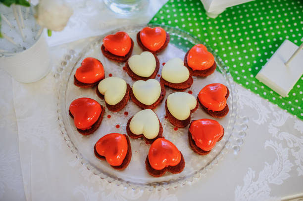istock Valentine red and white cookies with heart shape 1287679836