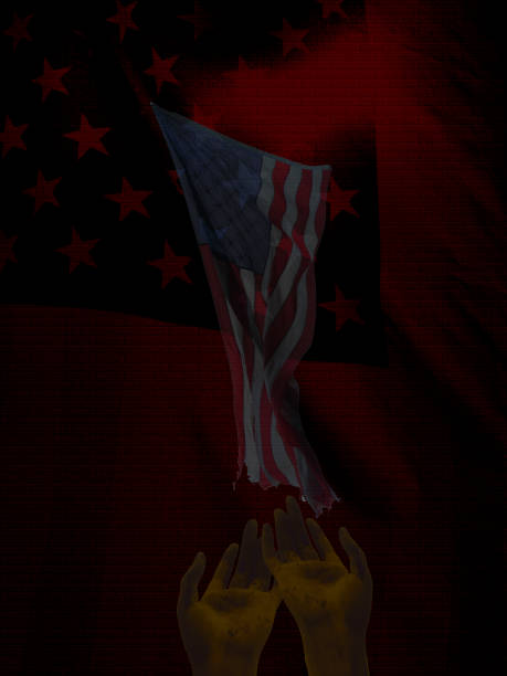 istock Praying hands and USA national flag 1287679906