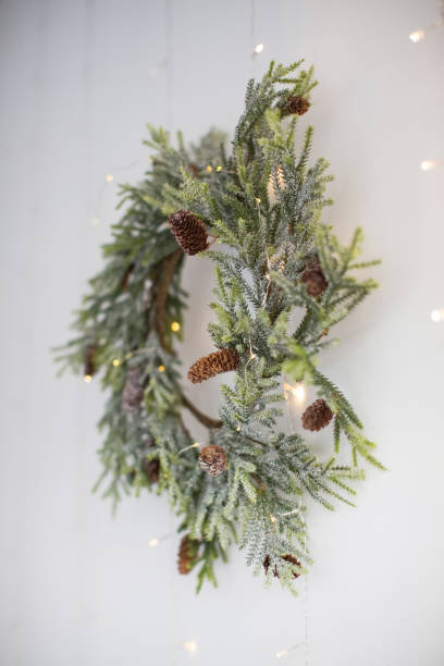 istock Natural Christmas wreath with lights 1287680372