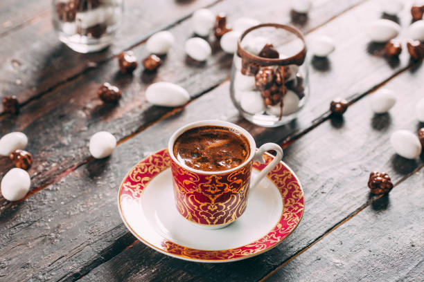 istock Delicious Turkish Coffee and Tulips 1287681185