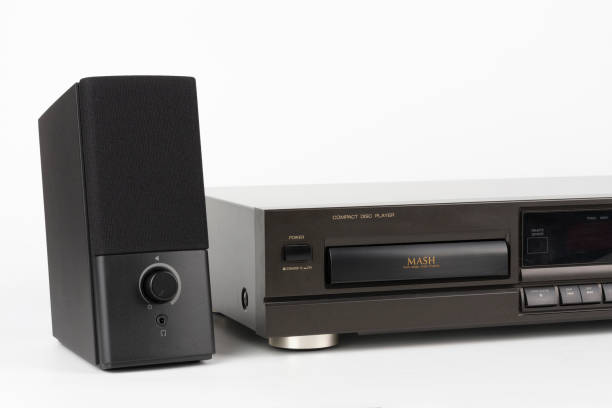 istock CD Player Stereo Hi-fi and stereo speaker.  High-end audio equipment on white background. 1287681707