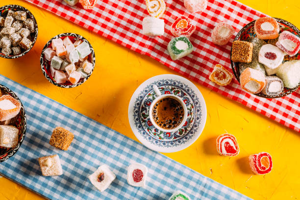 Flat Lay Turkish Coffee and Delights