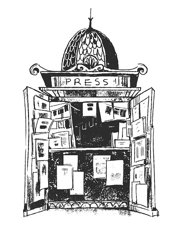 press stand, newspaper kiosk vector illustration