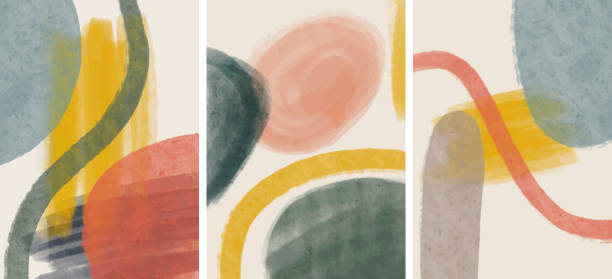 istock Set of Creative minimalist hand painted. Abstract arts background . Vector illustration 1287687388