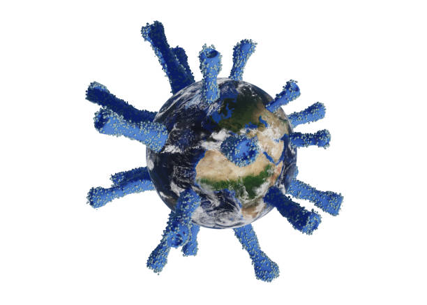 istock The planet Earth transform to Coronavirus cell on isolated white background. Coronavirus or COVID-19 attack the World. 3d render 1287688761