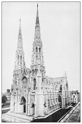 Antique black and white photograph of New York: ST PATRICK'S CATHEDRAL