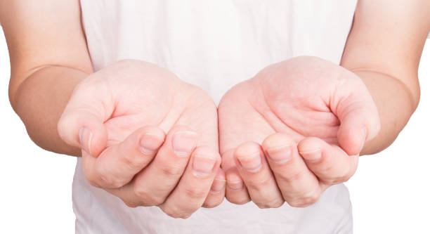 istock Open hand with palm up isolated on white background 1287691492