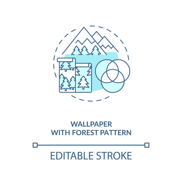 ilustrações, clipart, desenhos animados e ícones de papel de parede com ícone conceito azul padrão florestal - woods wallpaper pattern indoors ideas