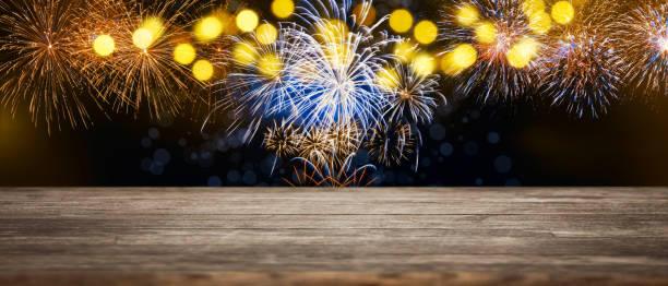 istock Abstract colored firework on dark sky. Celebration and anniversary concept 1287698186