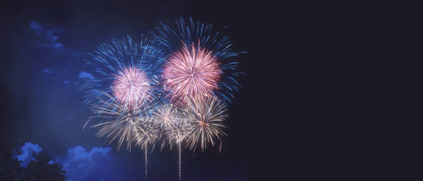 istock Abstract colored firework on dark sky. Celebration and anniversary concept 1287698262