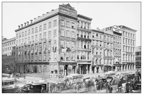 istock Antique black and white photograph of New York: BROADWAY 1287699093