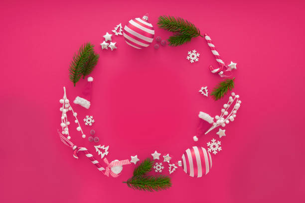 istock Christmas Decoration on red background with copy space 1287700061