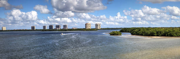 istock Panoramic of Estero Bay with its mangrove islands 1287702311