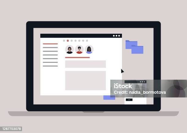 A Group Email Received Via Mail Client A Desktop Interface Office Daily Routine Stock Illustration - Download Image Now