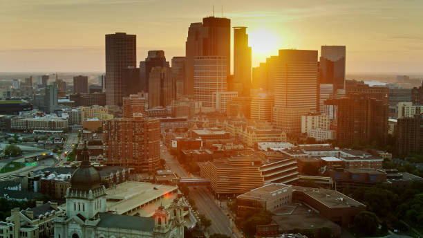 istock Morning Sunlight in Minneapolis - Drone Shot 1287727840
