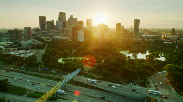 istock Early Morning in Minneapolis - Drone Shot 1287727879